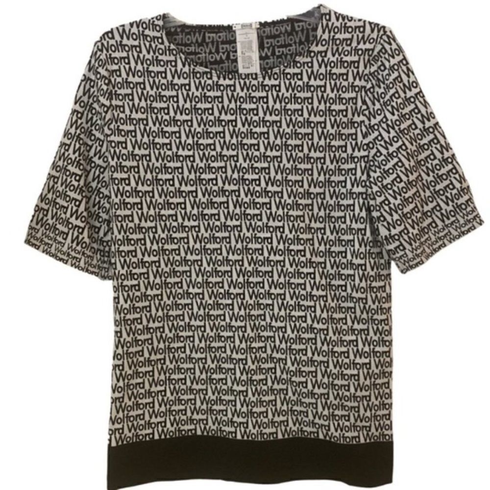 Wolford Black and White Logo Short Sleeve Top